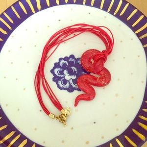 Murano glass snake charm with necklace🐍